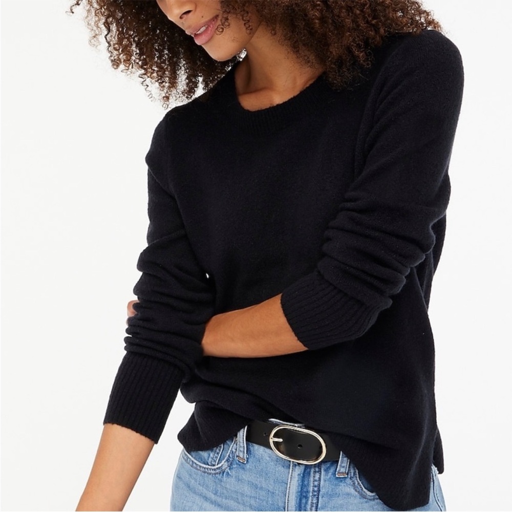 J. Crew crew neck black sweater in Extra-Soft yarn.